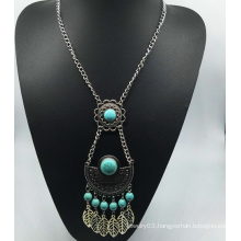 Long Chain Nature Stone Beads Alloy Necklace (XJW13774)